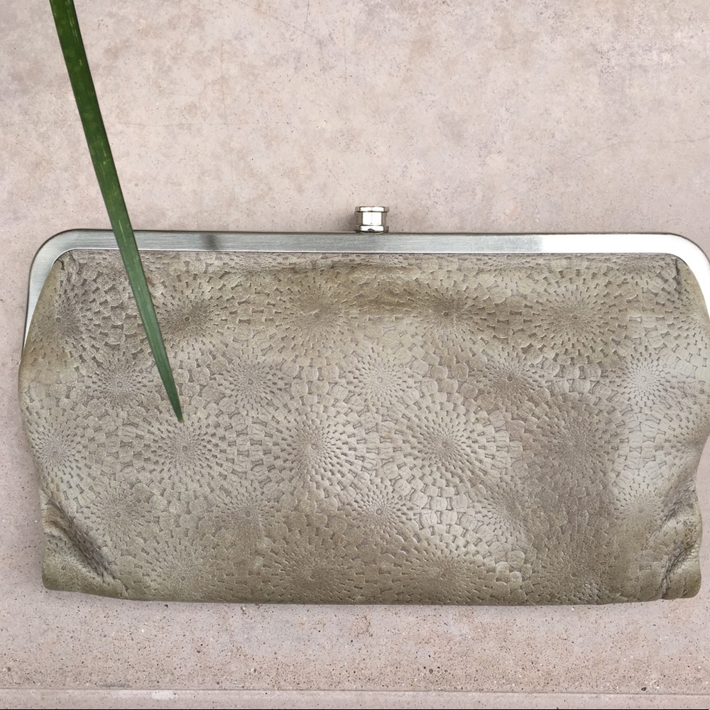 Grey genuine leather HOBO wallet